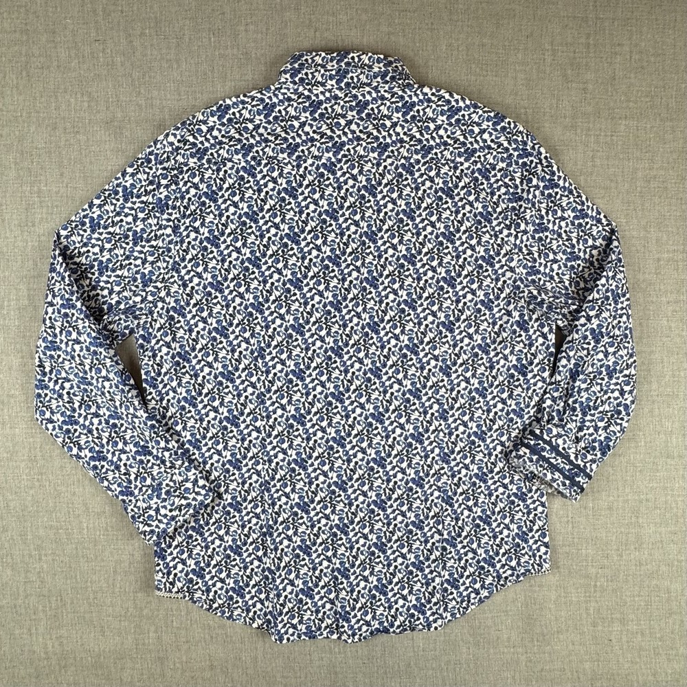 Robert Graham Shirt Mens 2XL Blue White Floral Tailored Fit Modern Americana - Picture 3 of 10